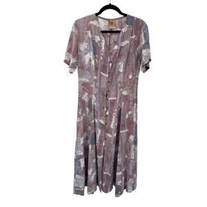 Chico’s Santa Fe Maxi Dress Womens 2 Large 12 Pink Rayon Western Artsy Lagenlook